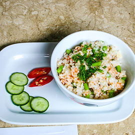 Nasi Goreng Tuna, Asparagus dan Ketam